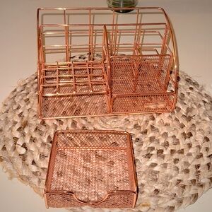 Rose Gold Metal Compartment and or Makeup Organizer with  Drawer
